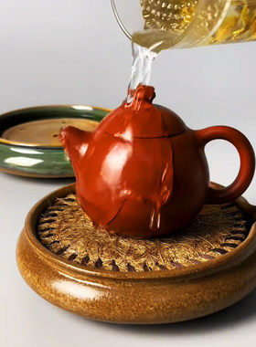 古昔紫砂宜兴紫砂送4个茶杯 全手工大师胡中旺制宁静致远曲壶大号