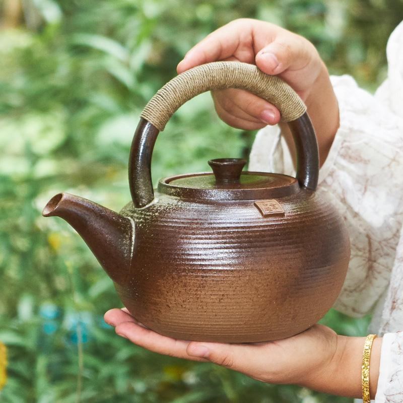 复古柴烧陶瓷烧水壶电陶炉壶煮茶壶明火提梁养生壶家用大号单个壶