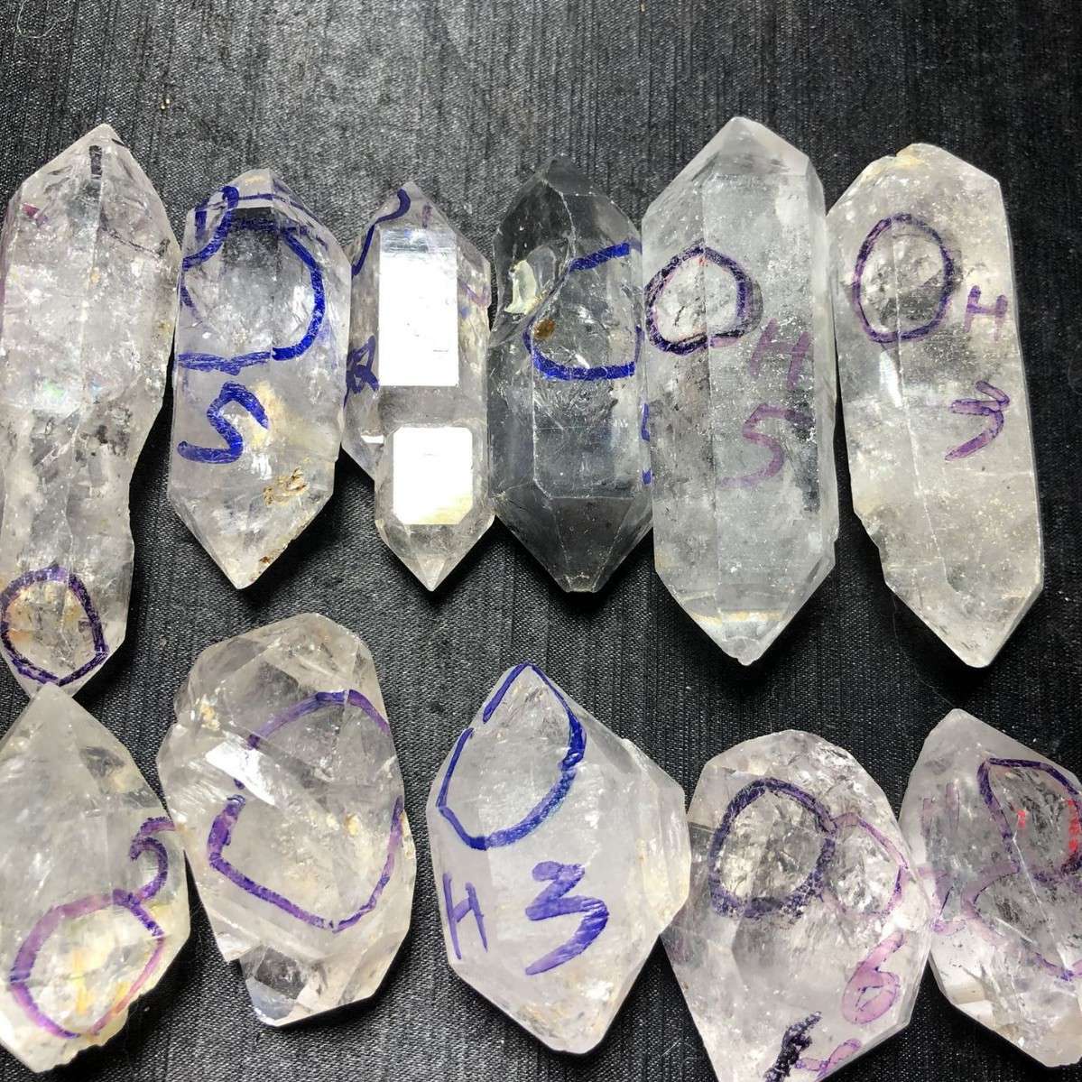 Herkimer Diamond赫尔基蒙水晶 闪灵钻天然白水晶原石双尖大块