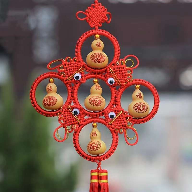 五福临门中国节葫芦挂件 客厅家居婚庆饰品新年年货挂饰工艺品