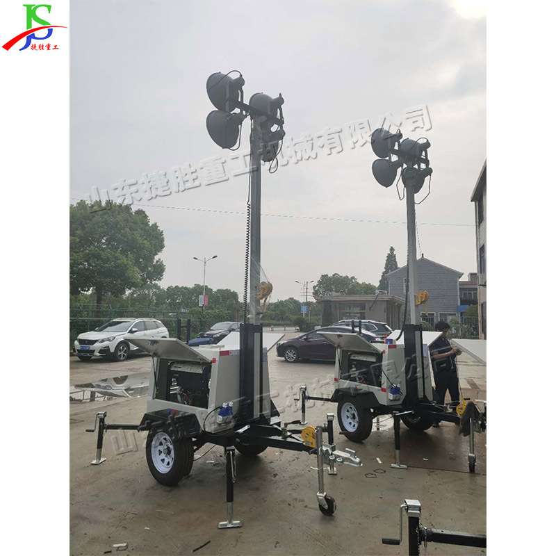 手推式工程施工照明车 升降拖车式照明车 汽油动力工程照明车