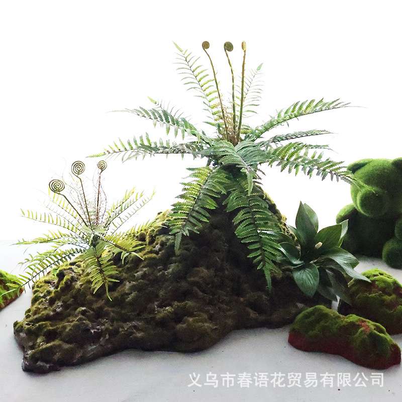 仿真青苔泡沫石头造景室内假石头道具贴墙绿植假山苔藓橱窗装饰