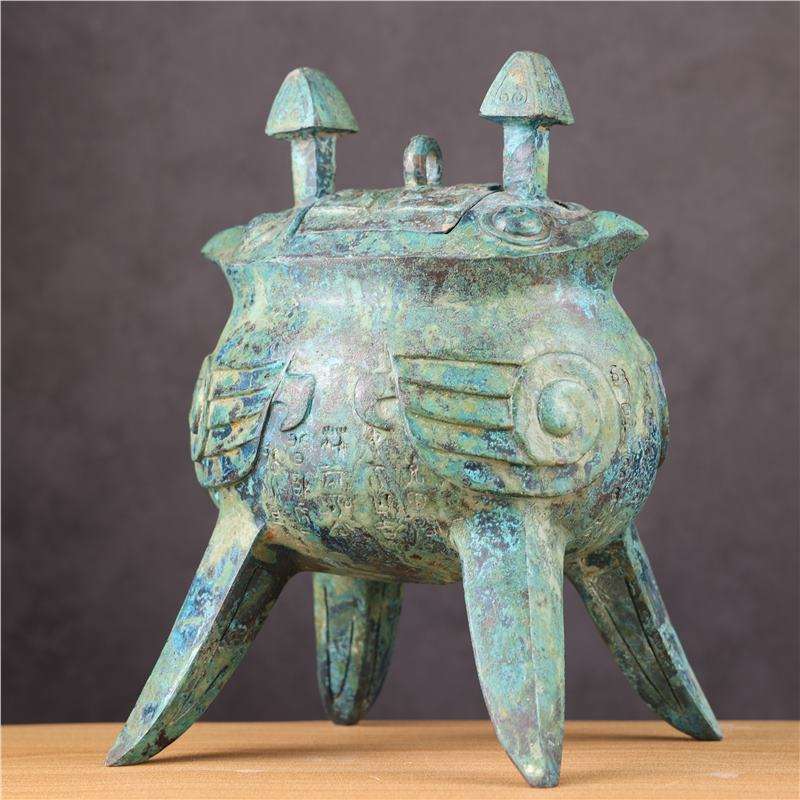洛阳古做旧青铜器铭文斝摆件酒杯温酒器盛酒具酒厂馆展柜装饰品