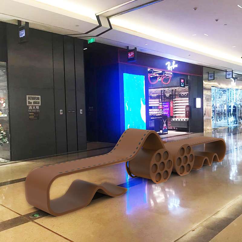 电影院玻璃钢艺术座椅长条异形胶卷造型休闲坐凳创意商场特色凳子