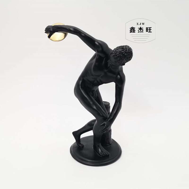 掷铁饼者欧洲男人雕塑摆件美式书房办公软装运动员摆设家居装饰品