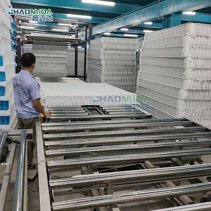 工厂床垫生产传送线重型提升机叠高机乳胶床垫冷却线床垫输送线