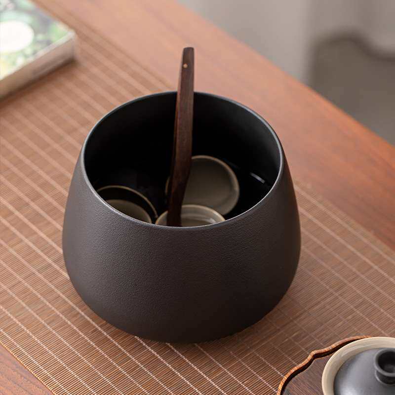 陶瓷深空茶洗家用大号茶渣缸水盂杯洗茶具废水缸收纳碗茶盆茶杯盆