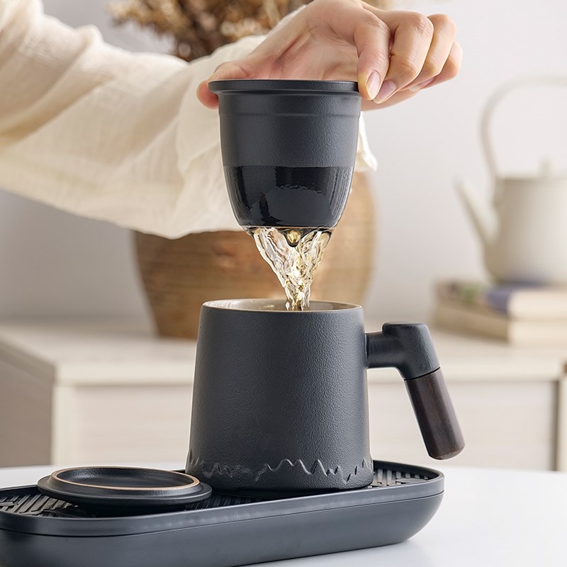 陶瓷茶水分离办公室泡茶杯便携套装功夫茶具旅游户外露营装备定制