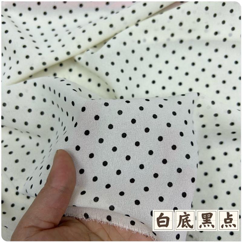 夏季小波点薄微透乔其雪纺纱布料连衣裙衬衫短袖丝巾飘逸服装面料