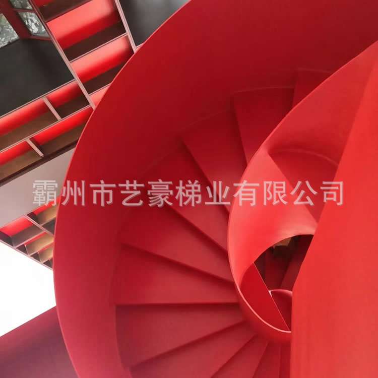 复式家用别墅中柱旋转楼梯室内家用卷板弧形铁艺楼梯量尺设计多层
