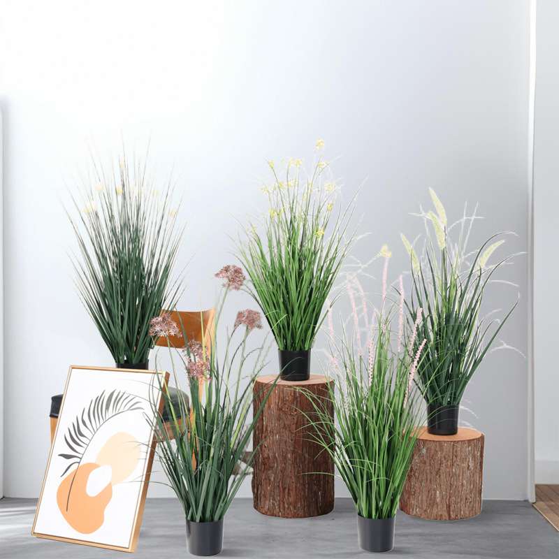 北欧仿真芦苇洋葱草油菜花猫尾巴假绿植盆栽室内客厅落地装饰摆件