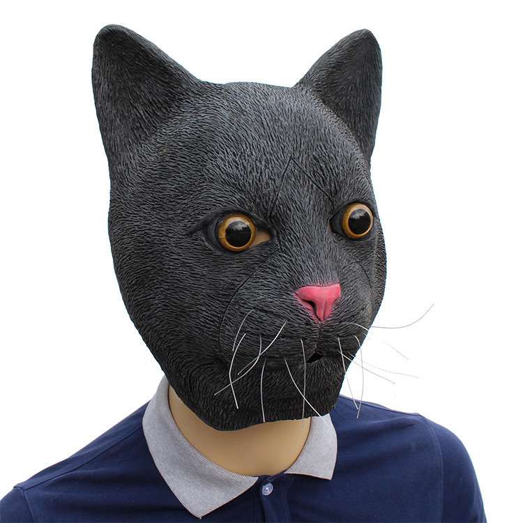 复活节黑猫面具万圣节聚会派对表演疯狂动物乳胶面具搞怪动物面具