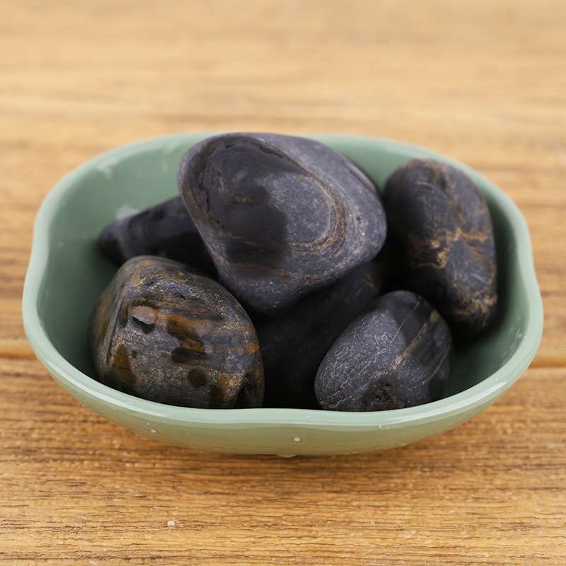 海口现货 木纹黑卵石园林景观枯山水用天然黑鹅卵石铺路鹅卵石