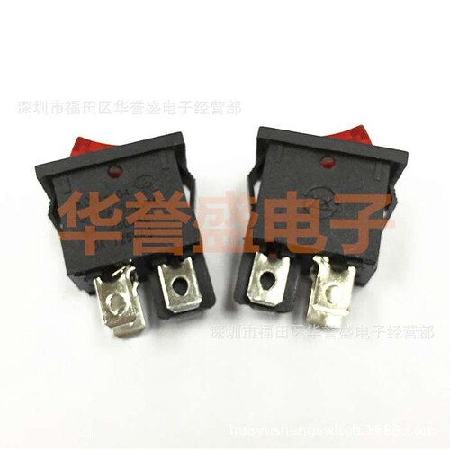 中讯船型 翘板 开关 KCD1-104N 红色带灯 4脚2档 100只装带认证
