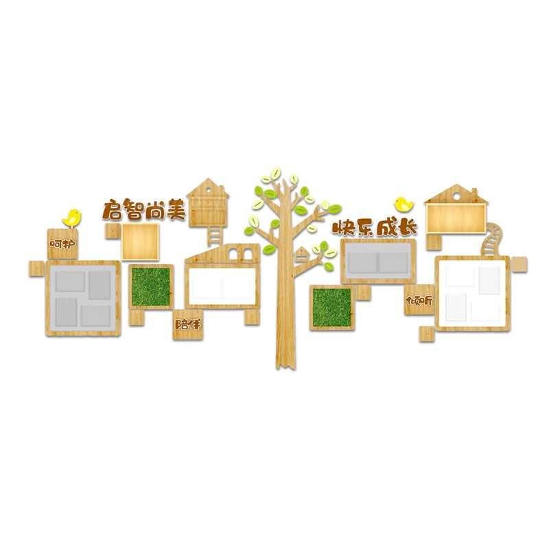 幼儿园文化墙照片墙笑脸墙立体展示大厅楼梯墙面走廊环创展示板
