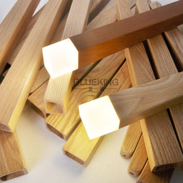 现代简约客厅餐厅灯具 创意个性原木艺术LED实木亚克力火柴棒吊灯