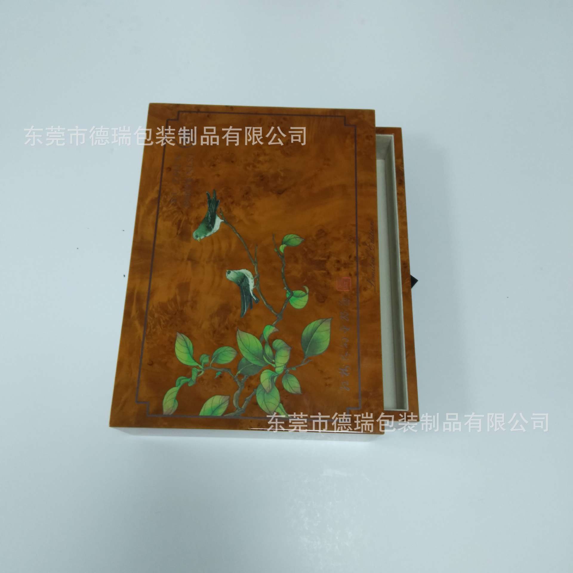 定图案logo收纳木盒 抽拉式木盒 中纤板手工贴纸高光首饰木盒