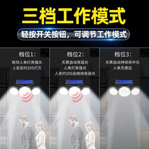 跨境新款太阳能70LED人体感应壁灯 庭院户外围墙灯防水照明路灯