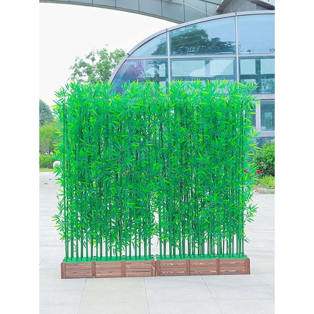 造景塑料竹子装饰绿植物隔断室内庭院挡墙背景仿生假竹子户外