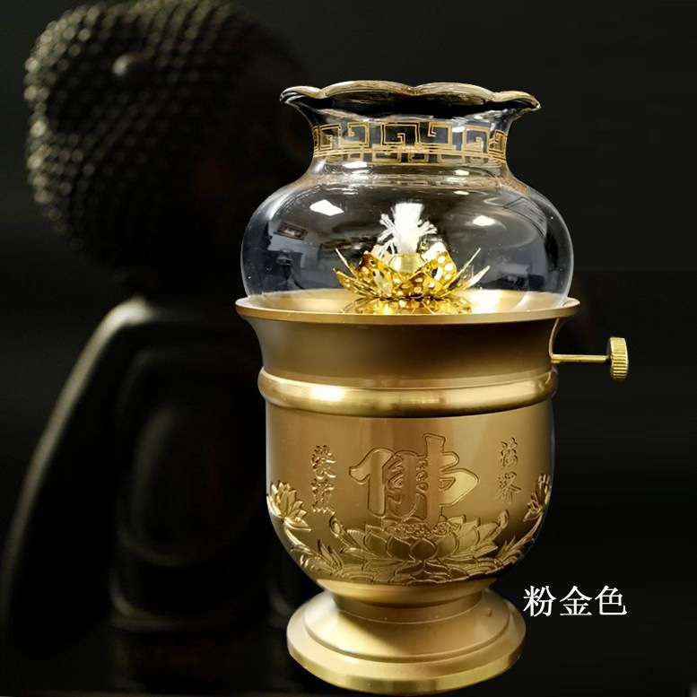 纯铜调光油灯铜酥油灯供佛长明灯佛前供灯财神灯液体苏油灯油家用