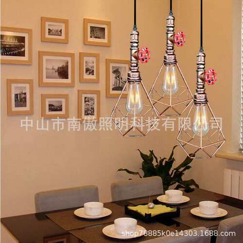 热销新款水管吊灯后现代乡村工业风欧式吊灯客厅酒吧台咖啡餐厅灯