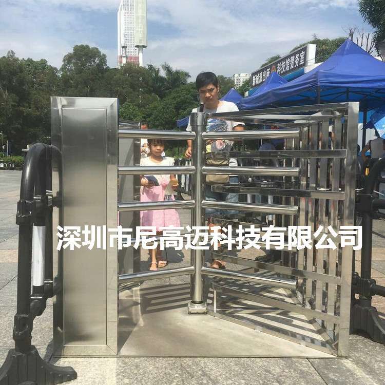 连锁超市单向入口手动旋转门,不锈钢矩形半高单向门转闸,梳状滚匝