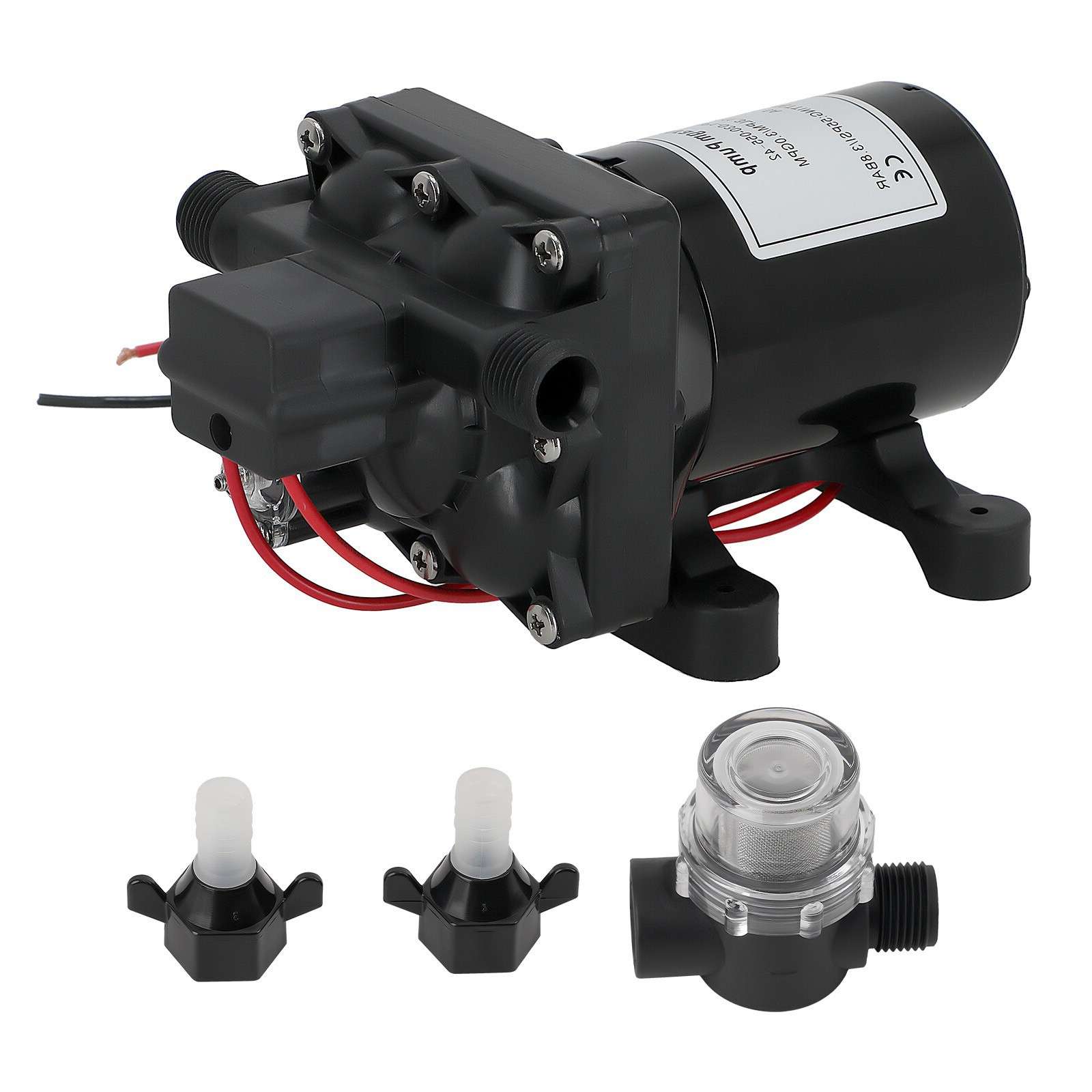 12V 微型直流四腔RV水泵3GPM55psi静音房车游艇增压泵往复式隔膜