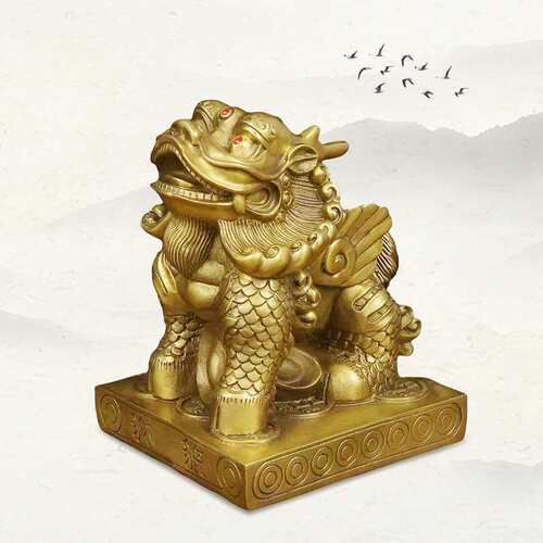 厂家 金属纯铜纳财貔貅摆件一对招财青铜皮丘办公室工艺品