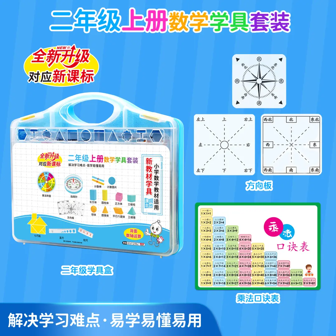【下单立减50】二年级上册数学教具乘除法口诀表七巧板方向板HX