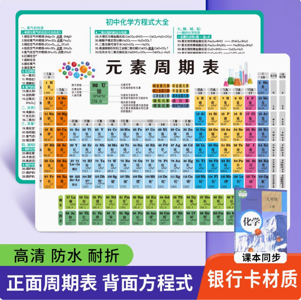 【下单立减50】元素周期表初中知识点卡片数学物理化学公式方程WZ