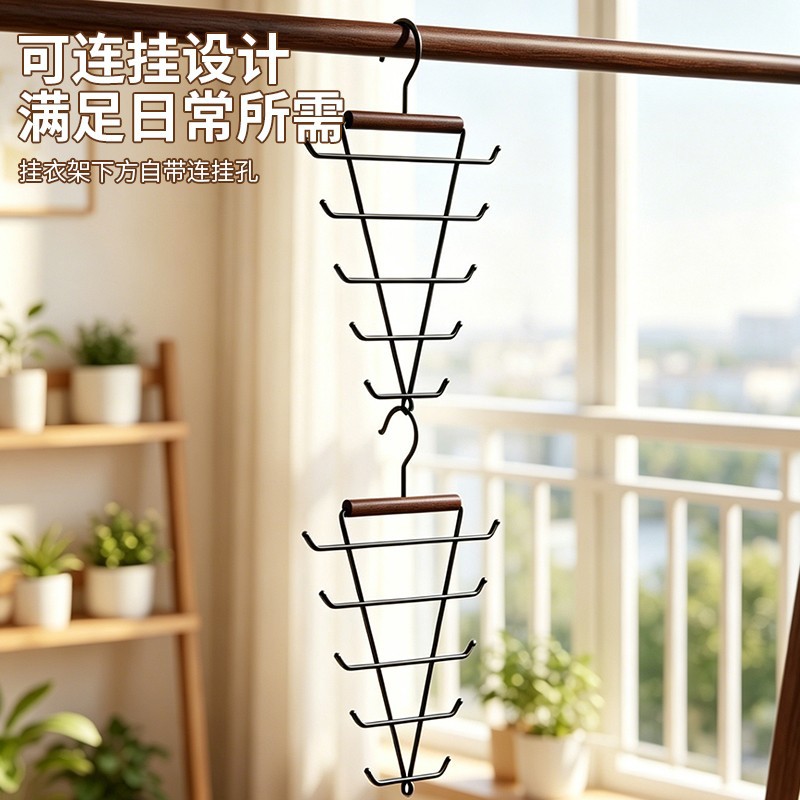 【下单立减50】实木铁艺衣架双边阳台门后多功能玄关包包家用WZ