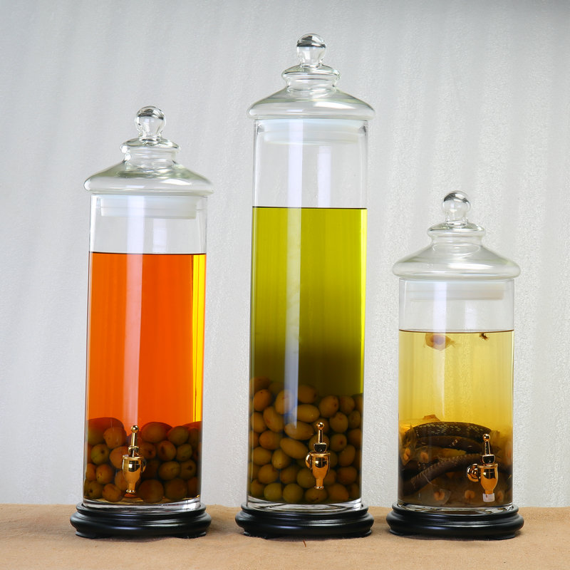 玻璃泡酒瓶10斤带家用高清透明长筒圆柱人参鹿茸药酒缸直筒泡酒罐