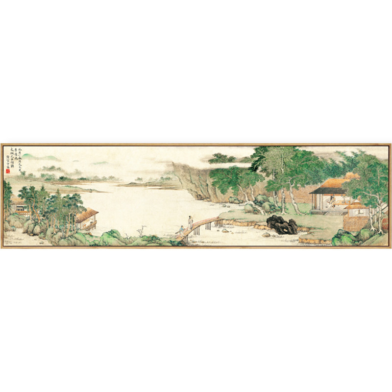 新中式山水画古代名家书画挂画客厅山水装饰画茶室背景横幅壁画