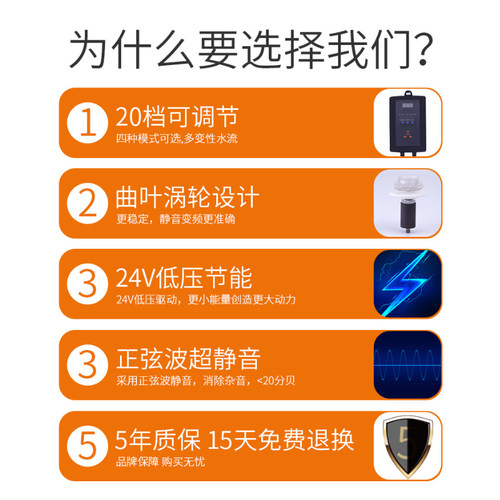 中科蓝白水泵变频水泵超静音鱼缸水泵水循环泵抽水泵潜水泵过滤泵