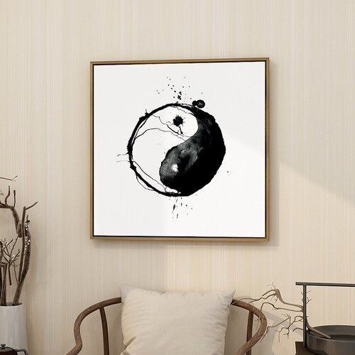 古风太极图挂画新中式茶室禅意装饰画水墨茶楼背景墙面壁画定做