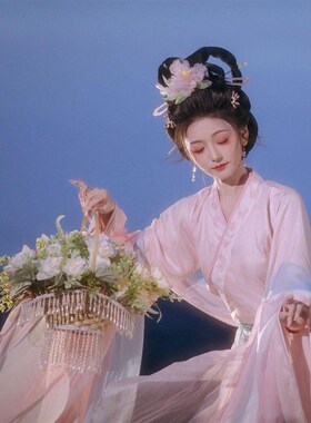 明清古典竹编花篮适用于汉服摄影道具 古风舞蹈拍摄用花篮 魏晋风