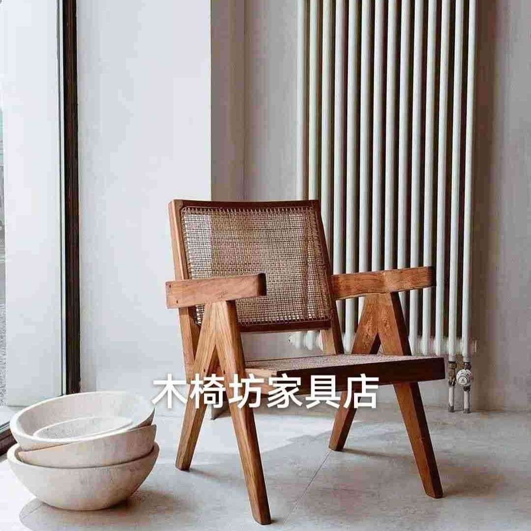 复古沙发成人简易田园无骨架简约客厅北欧实木餐椅 迪加尔椅