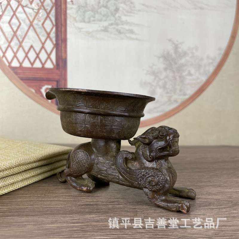 复古飞天瑞兽酒樽家用客厅装饰工艺品摆件合金貔貅酒樽