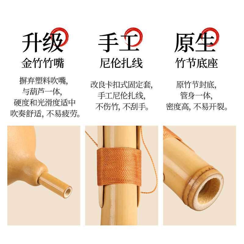 原生葫芦丝乐器C调D调金竹紫竹葫芦丝演奏级成人初学小学生专用