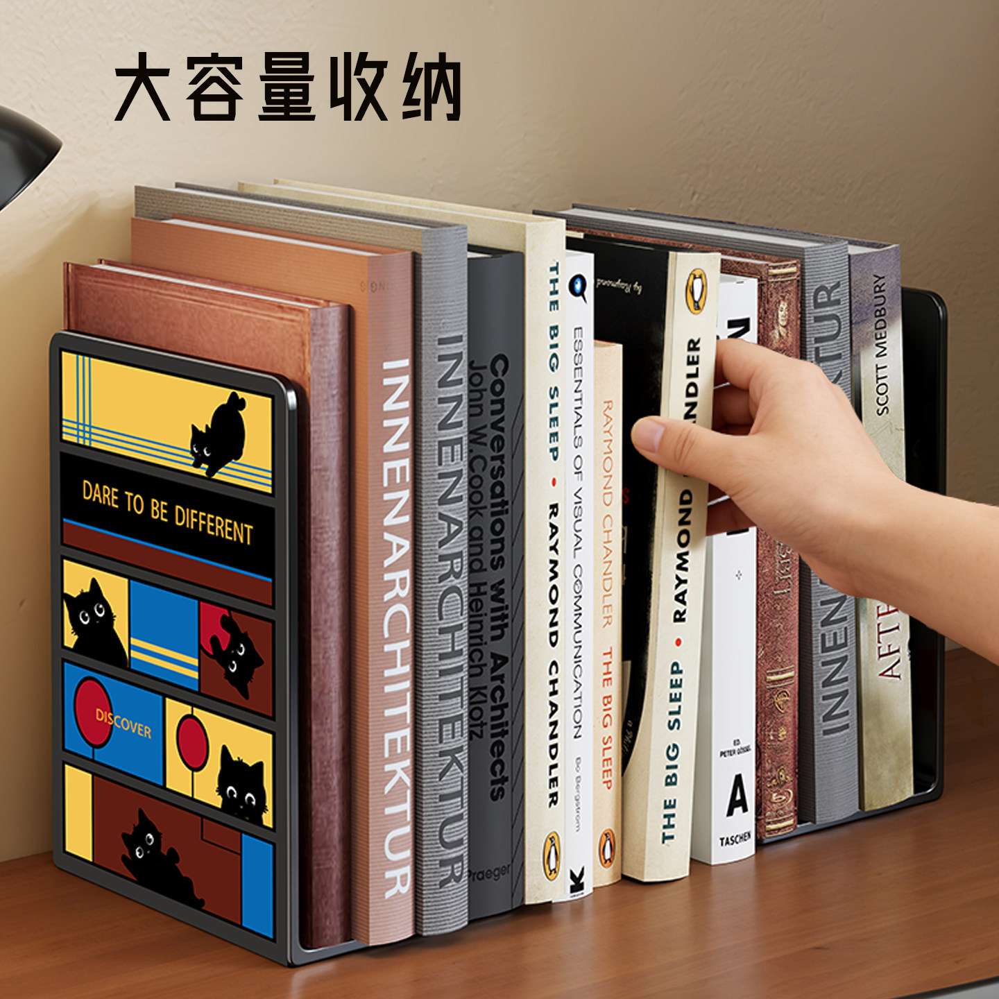 金属书立架学生用伸缩书立桌面收纳固定大号书夹书靠书挡复古书立