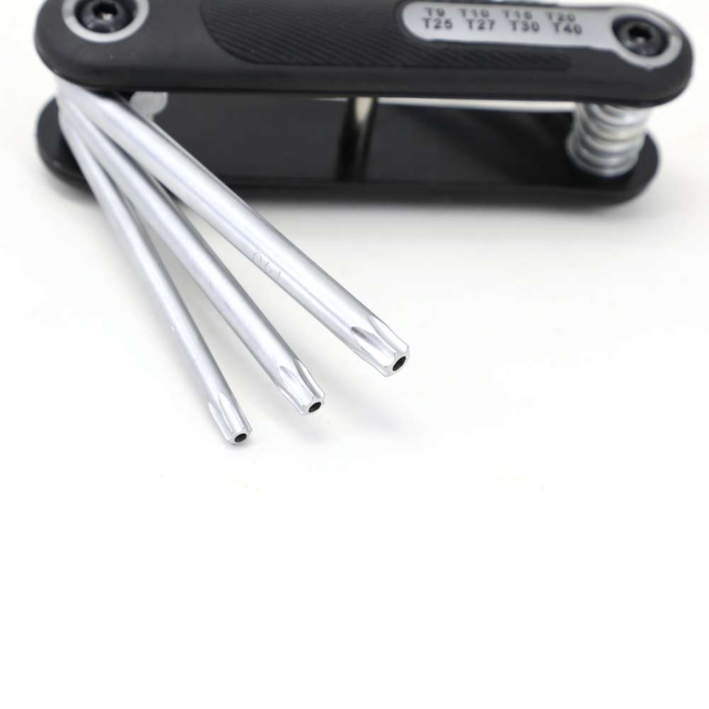 力易得铬钒钢8件套折叠式中孔花型内六角扳手TT9-TT40 EA1576