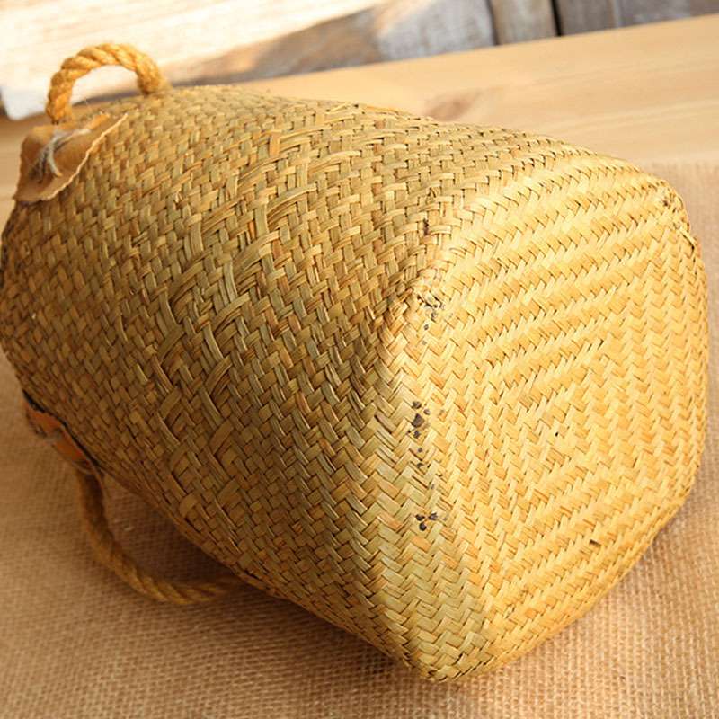 草编花篮收纳筐欧美乡村风花器手工自然森系田园墙挂装饰小,大摆