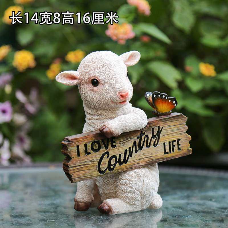 花园杂货 庭院布置装饰 树脂小猪摆件创意欢迎牌小动物装饰品摆件