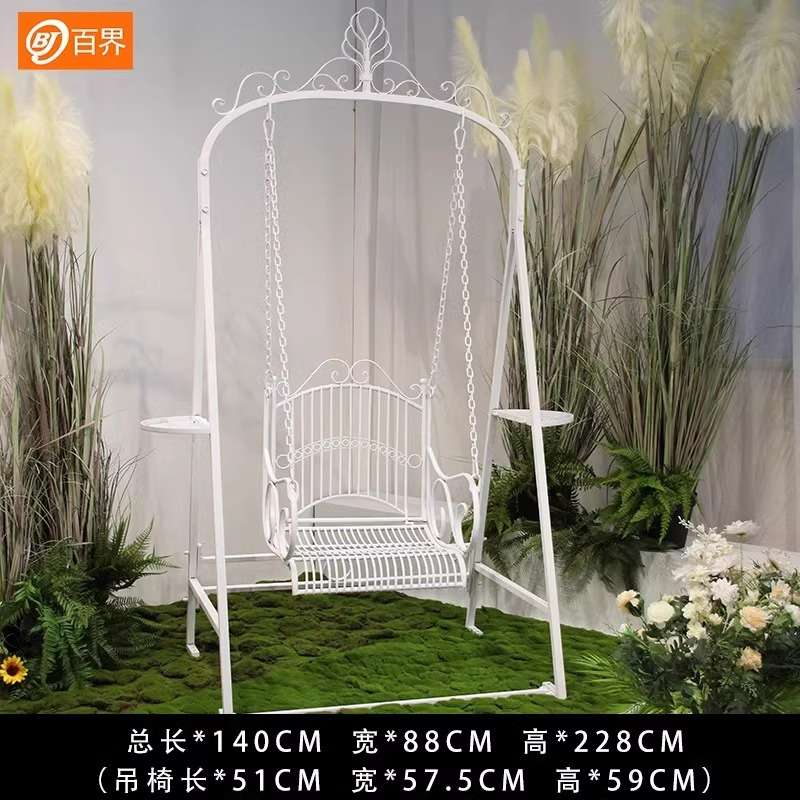 铁艺户外秋千单人欧式阳台吊椅吊篮庭院室内摇篮椅 婚庆婚礼摆件