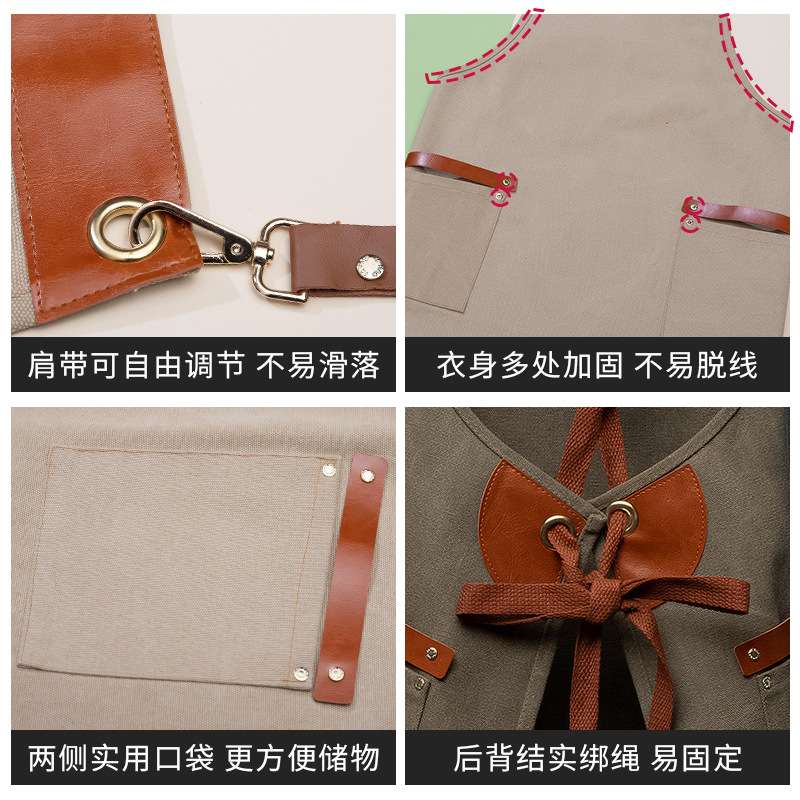 现货 围裙挂脖餐饮火锅饭店服务员围裙超市奶茶蛋糕店纯棉防水
