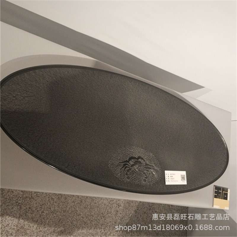 惠安厂家石雕茶盘雕塑石材乌金石办公室整石茶盘室内工艺品摆件