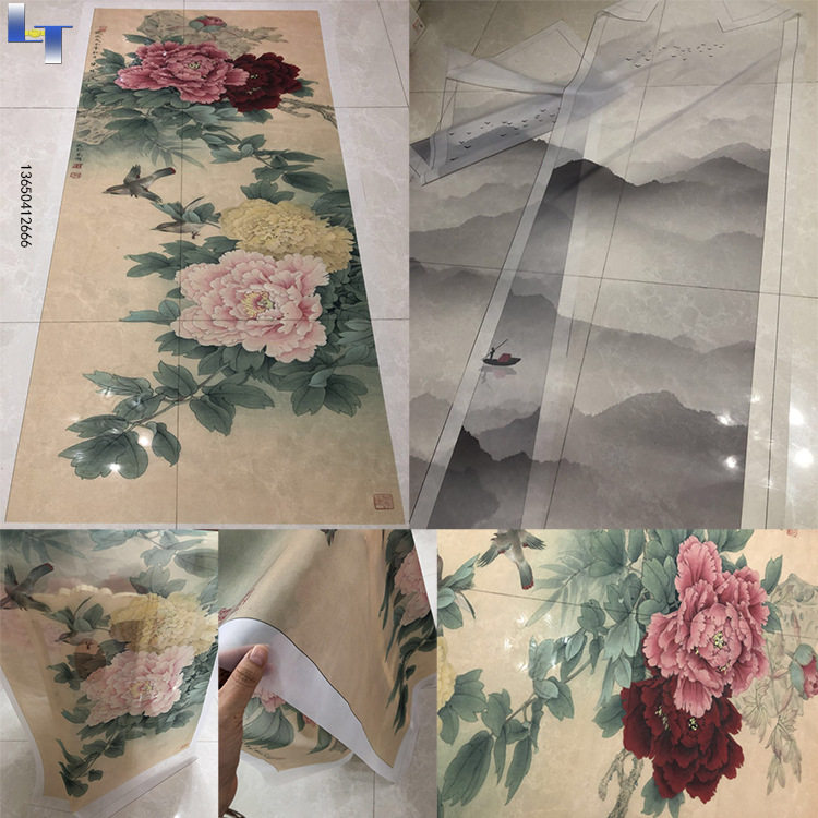 双面半透明纱布画书法文字帘防火阻燃挂帘商场售楼处吊顶广告设计