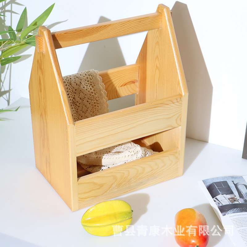 木制调料收纳盒户外野餐收纳架子手提盒子多用途调味盒小型食盒