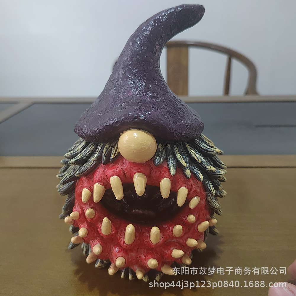 跨境新款万圣节纸马奇邪恶侏儒妖精雕塑树脂工艺品摆件家居装饰品