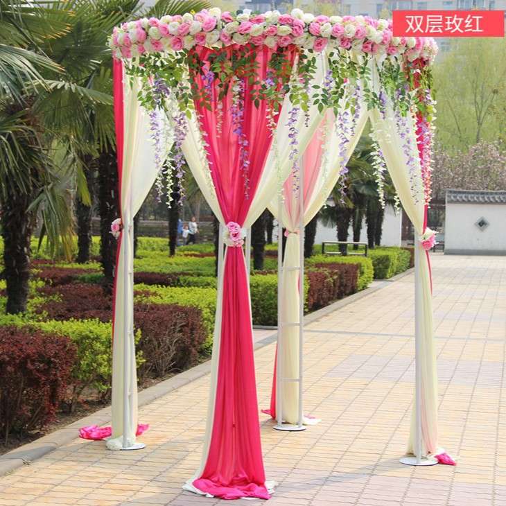 新款婚庆花亭纱幔装饰花圆亭公主亭婚礼仪式亭婚庆道具喜亭布幔
